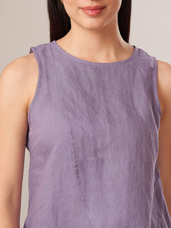 Women's 100% Linen Regular Fit Blouse Purple
