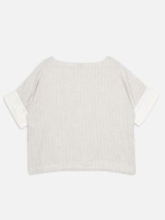 Women's Beige 100% Linen Boxy Fit Blouse