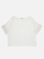 Women's Offwhite 100% Linen Boxy Fit Blouse