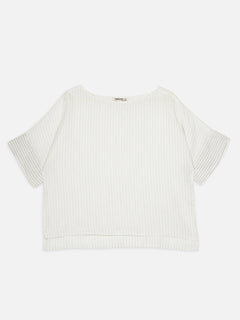 Women's Offwhite 100% Linen Boxy Fit Blouse