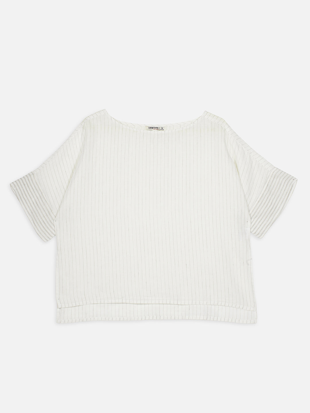 Women's Offwhite 100% Linen Boxy Fit Blouse