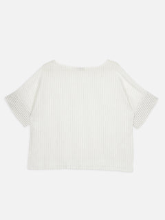 Women's Offwhite 100% Linen Boxy Fit Blouse