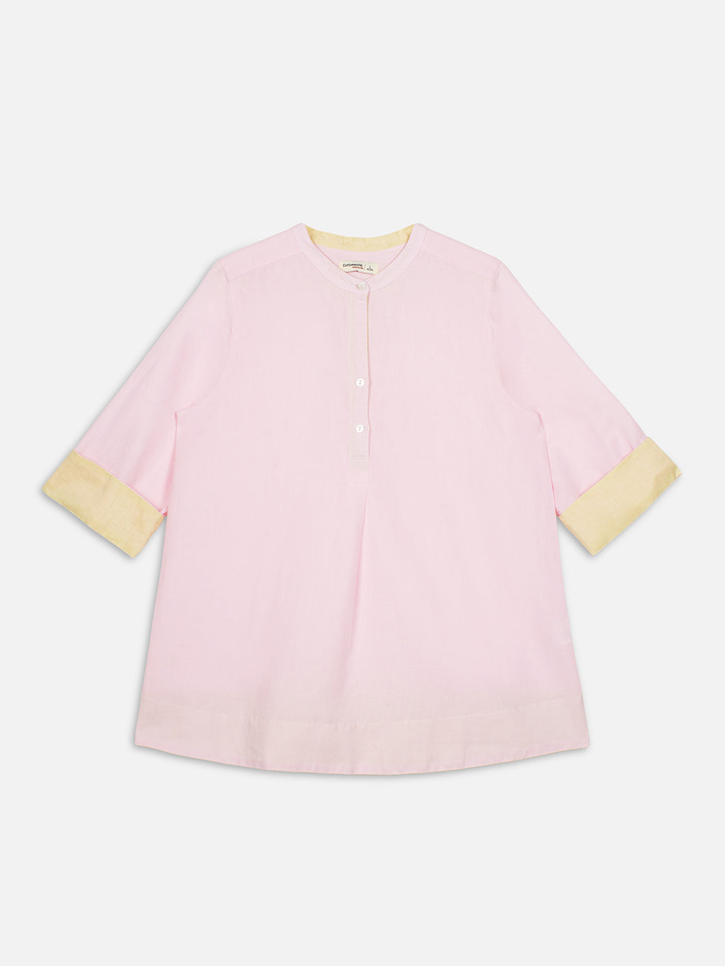 Women's Pink Linen Cotton Regular Fit Blouse