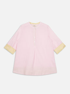 Women's Pink Linen Cotton Regular Fit Blouse