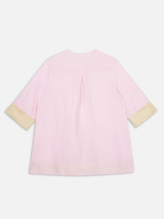 Women's Pink Linen Cotton Regular Fit Blouse