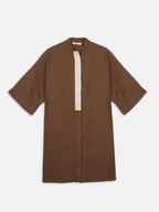 Women's Brown 100% Linen Boxy Fit Kurta