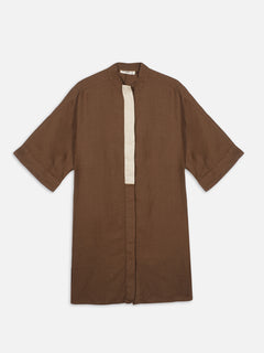 Women's Brown 100% Linen Boxy Fit Kurta