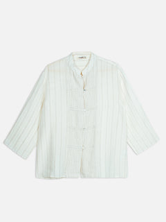 Women's Offwhite 100% Linen Boxy Fit Blouse