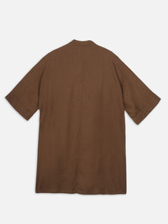 Women's Brown 100% Linen Boxy Fit Kurta