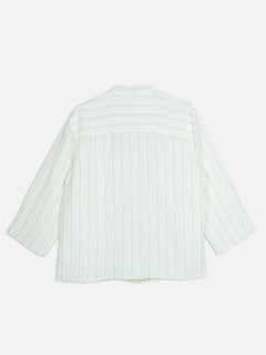 Women's Offwhite 100% Linen Boxy Fit Blouse