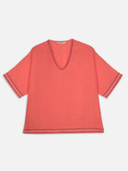 Women's Coral 100% Linen Boxy Fit Blouse