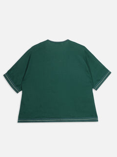 Women's Green 100% Linen Boxy Fit Blouse
