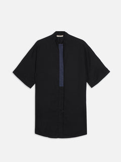 Women's Black 100% Linen Boxy Fit Kurta