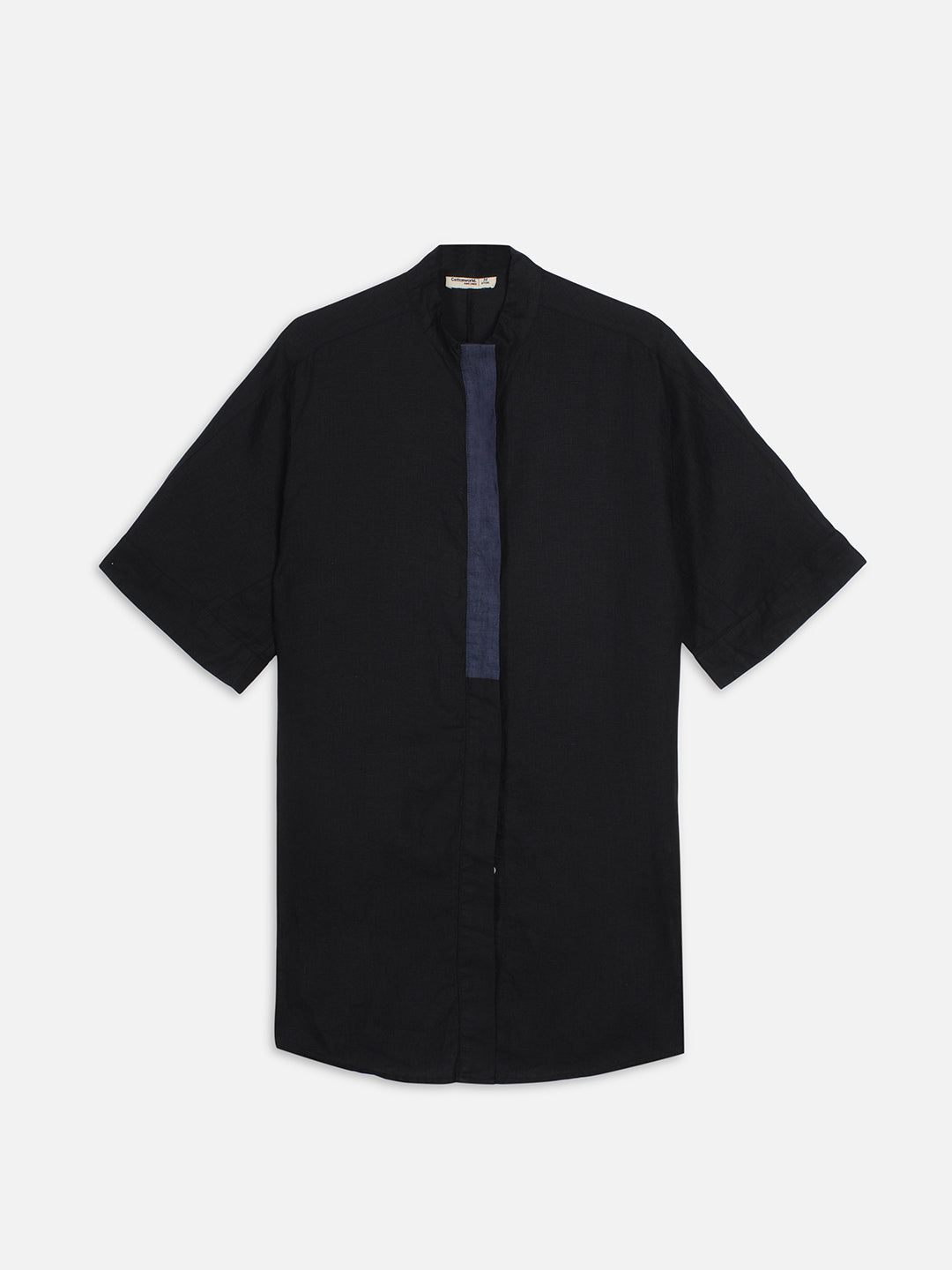 Women's Black 100% Linen Boxy Fit Kurta