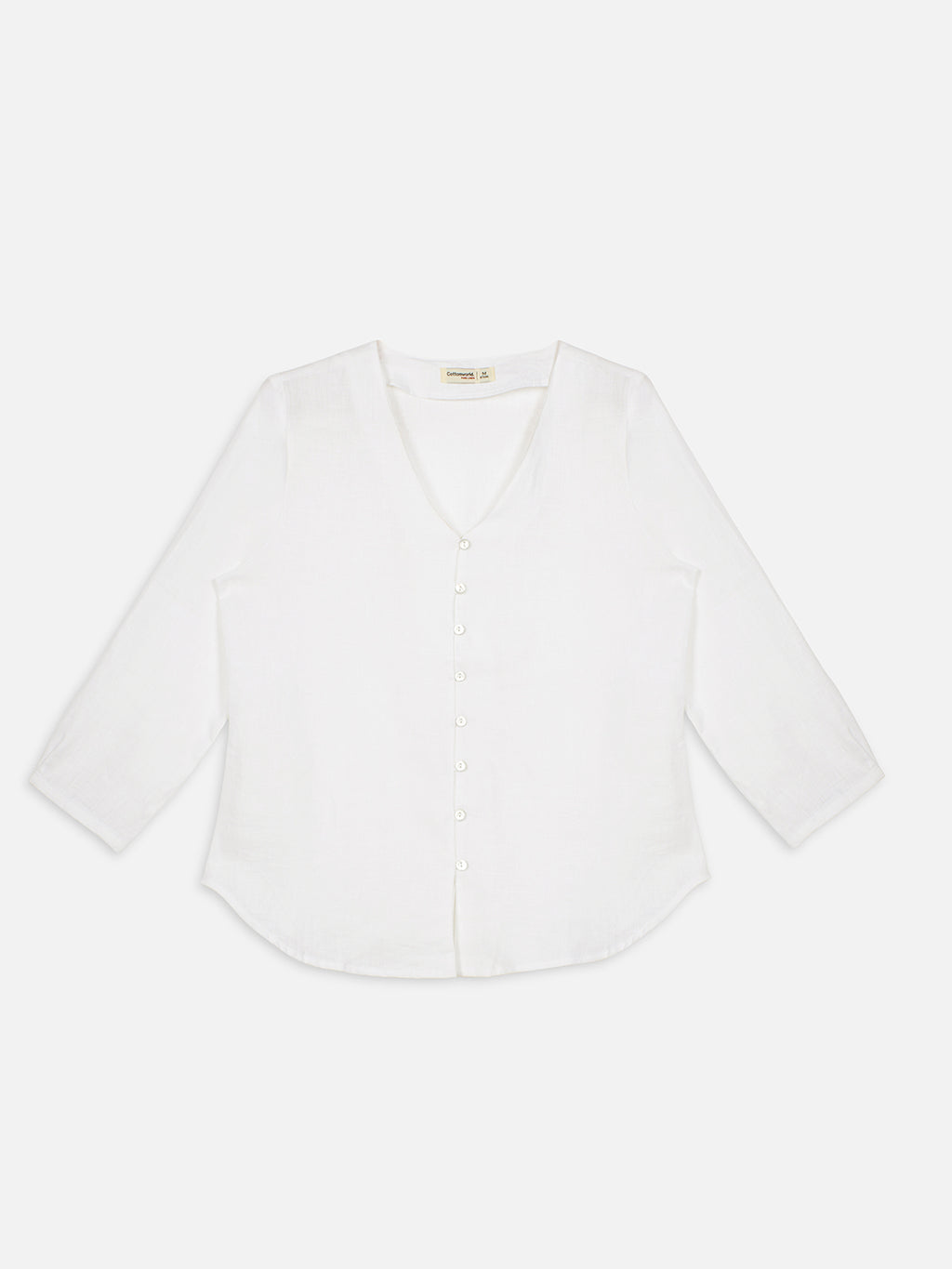 Women's White 100% Linen Regular Fit Blouse