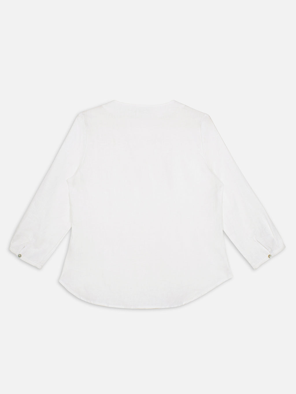 Women's White 100% Linen Regular Fit Blouse