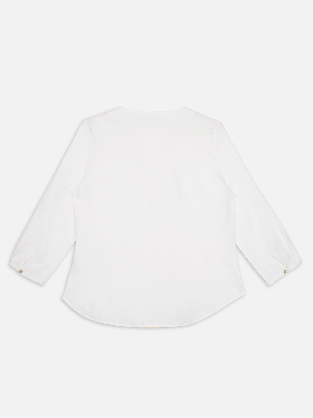Women's White 100% Linen Regular Fit Blouse