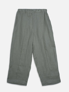 Women's Olive 100% Linen Regular Fit Pant