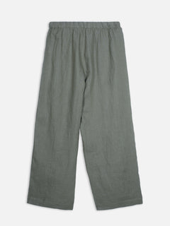 Women's Olive 100% Linen Regular Fit Pant