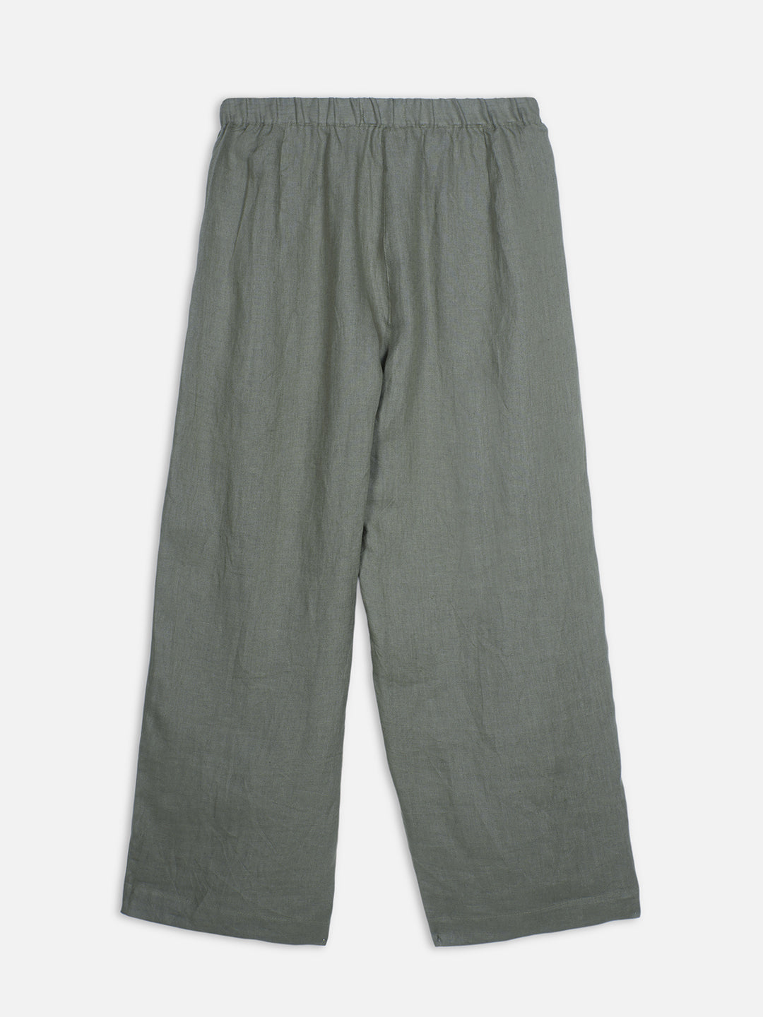 Women's Olive 100% Linen Regular Fit Pant
