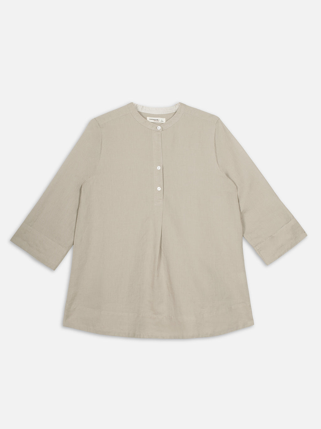 Women's Khaki Linen Cotton Regular Fit Blouse