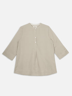 Women's Khaki Linen Cotton Regular Fit Blouse