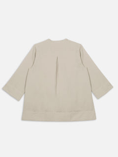 Women's Khaki Linen Cotton Regular Fit Blouse