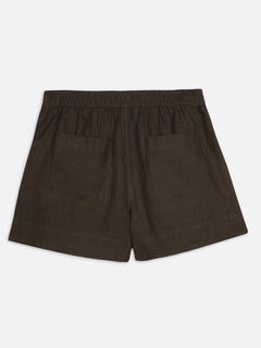 Women's Coffee 100% Linen Regular Fit Shorts