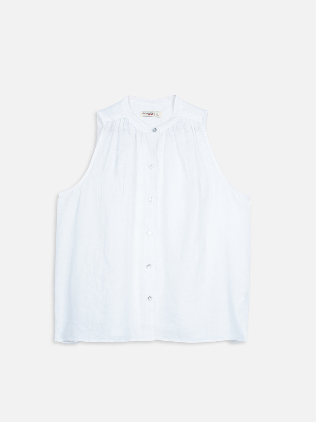 Women's White 100% Linen Regular Fit Blouse