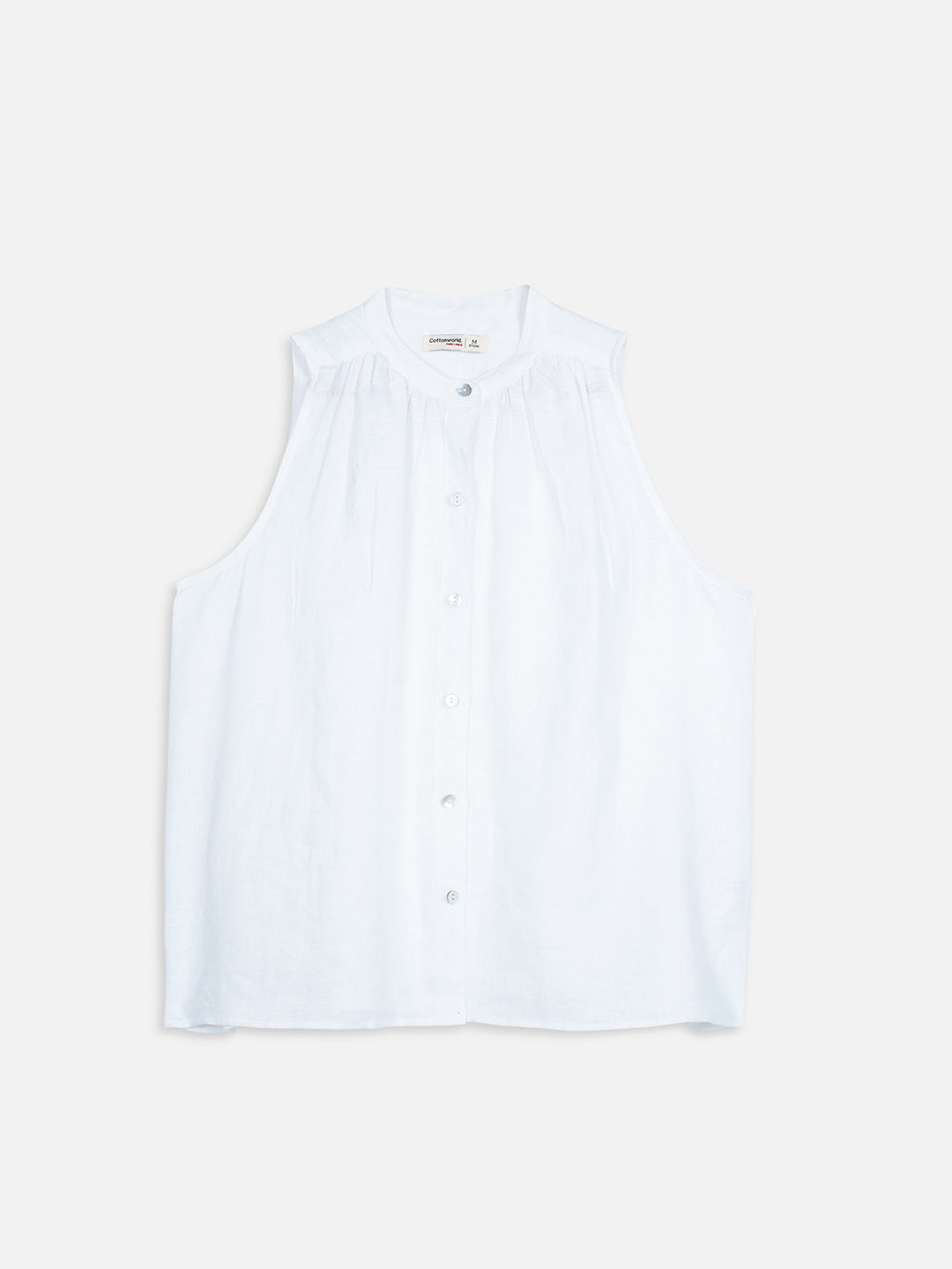 Women's White 100% Linen Regular Fit Blouse