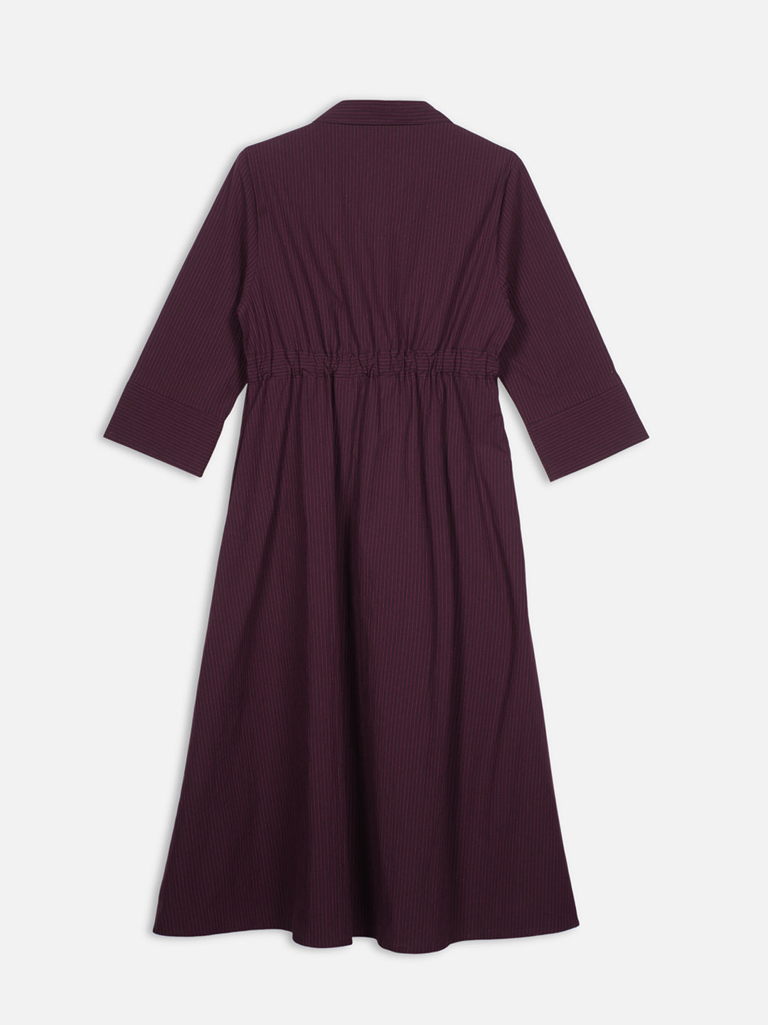 Women's Wine Cotton Lycra Regular Fit Dress