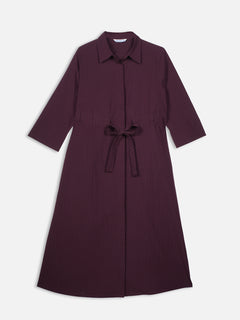 Women's Wine Cotton Lycra Regular Fit Dress
