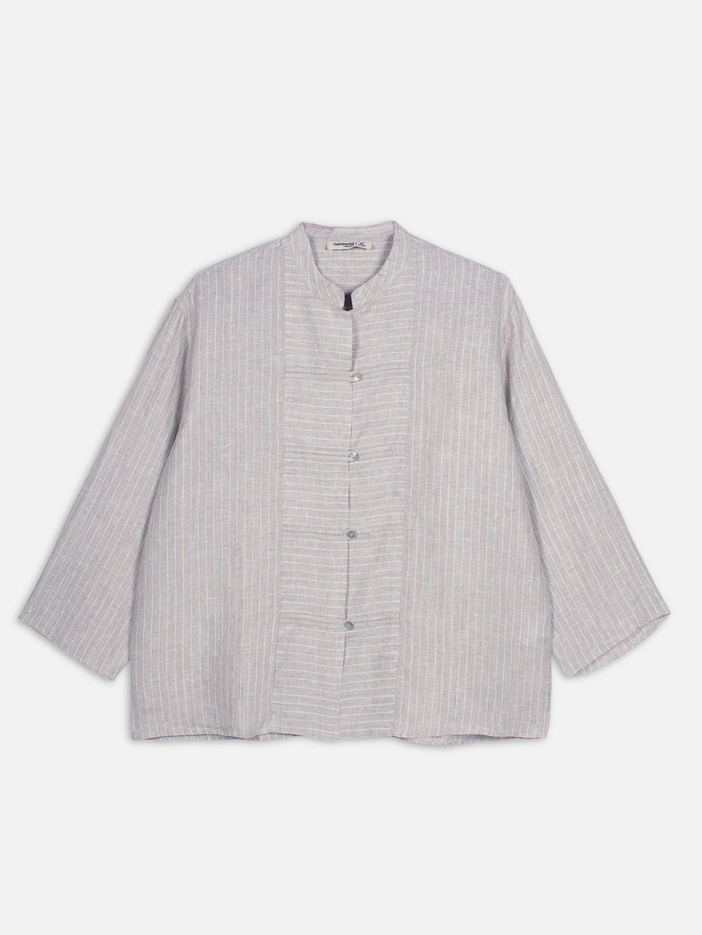 Women's Beige 100% Linen Boxy Fit Blouse