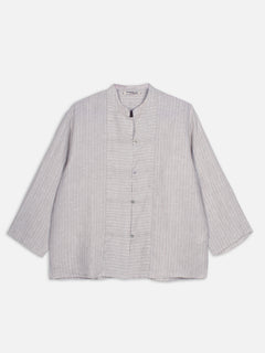 Women's Beige 100% Linen Boxy Fit Blouse
