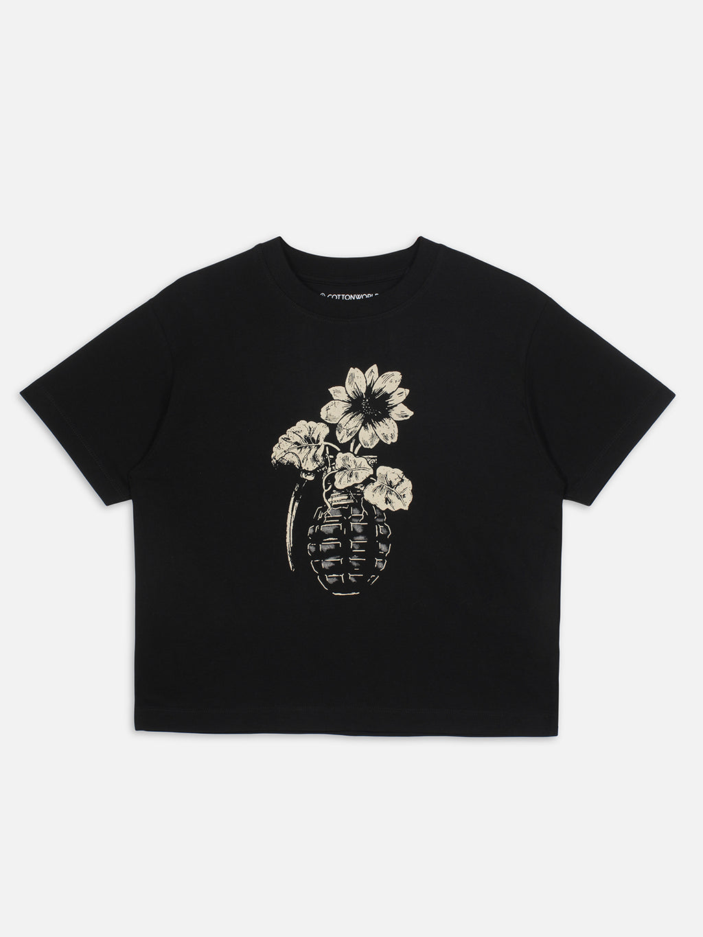 Women's Black 100% Organic Cotton Regular Fit Tshirt