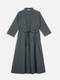 Women's Grey Cotton Lycra Regular Fit Dress