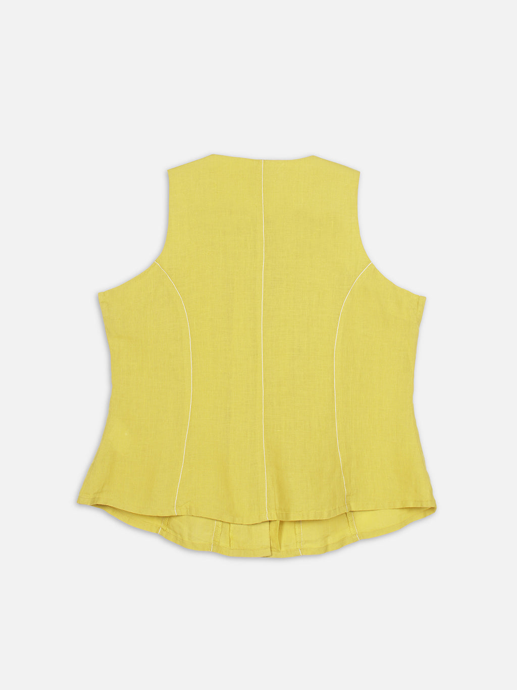 Women's Mustard 100% Linen Regular Fit Blouse