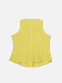 Women's Mustard 100% Linen Regular Fit Blouse