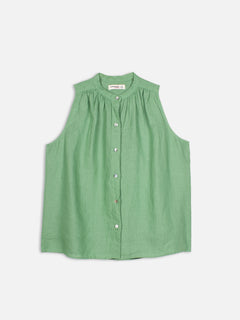 Women's Green 100% Linen Regular Fit Blouse
