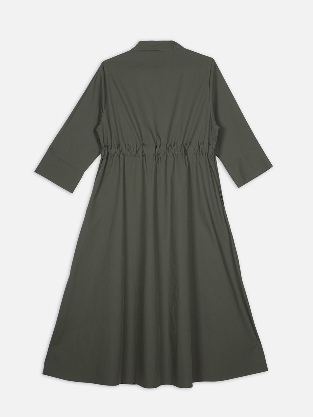 Women's Olive Cotton Lycra Regular Fit Dress