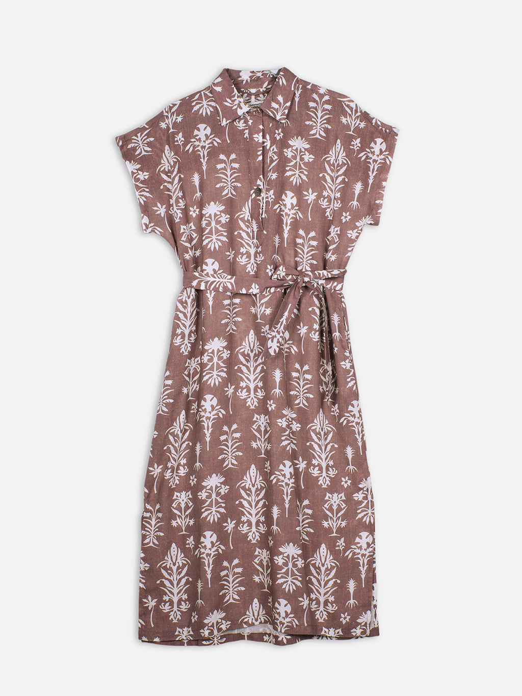 Women's Rust Linen Viscose Relax Fit Dress