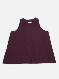 Women's Maroon 100% Linen A Line Blouse