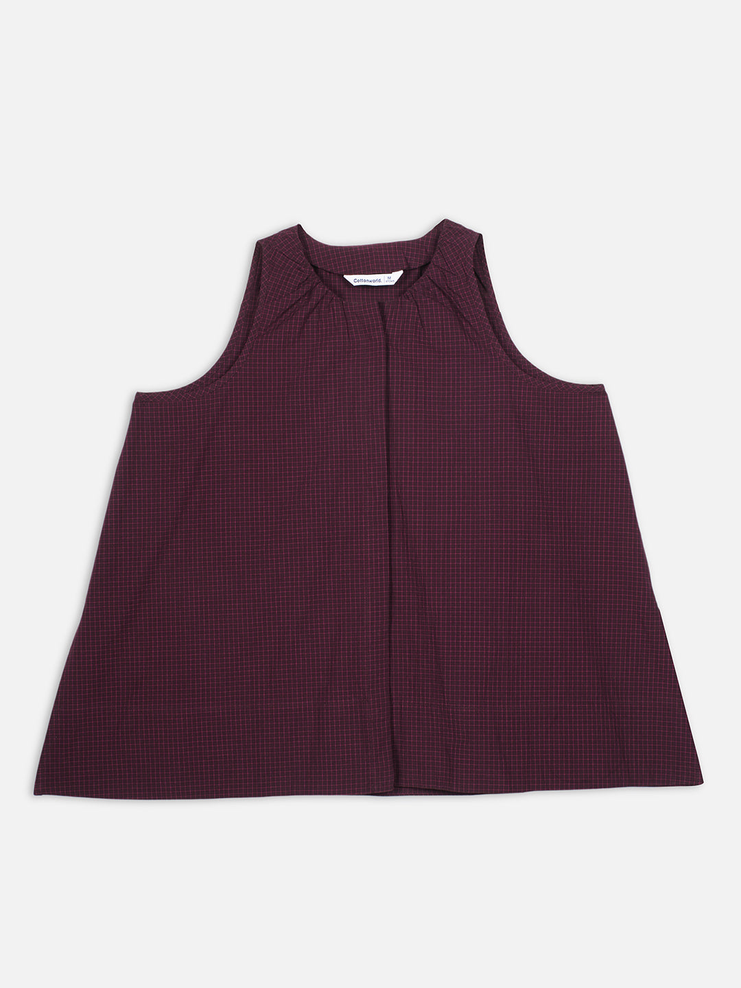 Women's Maroon 100% Linen A Line Blouse
