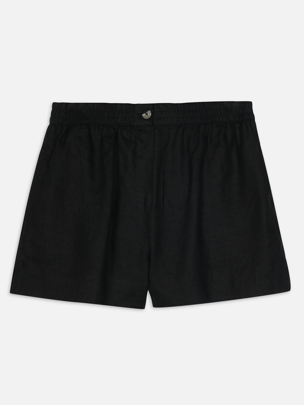 Women's Black 100% Linen Regular Fit Shorts