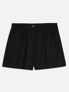 Women's Black 100% Linen Regular Fit Shorts