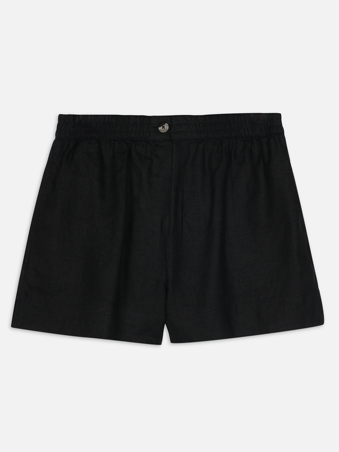 Women's Black 100% Linen Regular Fit Shorts