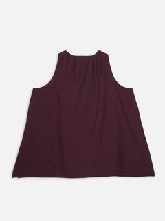 Women's Maroon 100% Linen A Line Blouse