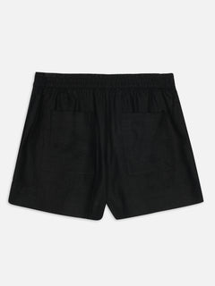 Women's Black 100% Linen Regular Fit Shorts