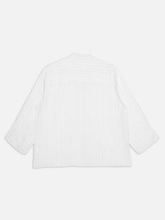 Women's Offwhite 100% Linen Boxy Fit Blouse