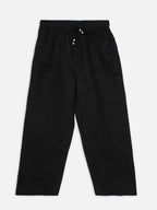 Women's Black 100% Linen Regular Fit Pant